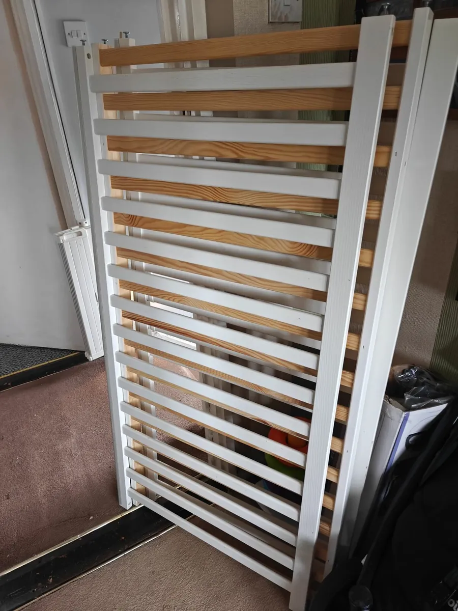 White Wooden Cot/Cot Bed with Mattress - Image 2