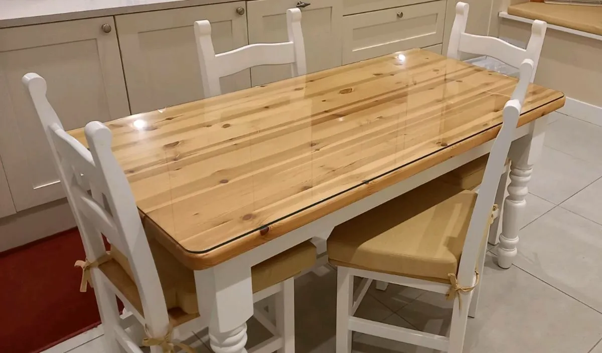 Farmhouse Style Table & 4 Chairs for Small Spaces - Image 1