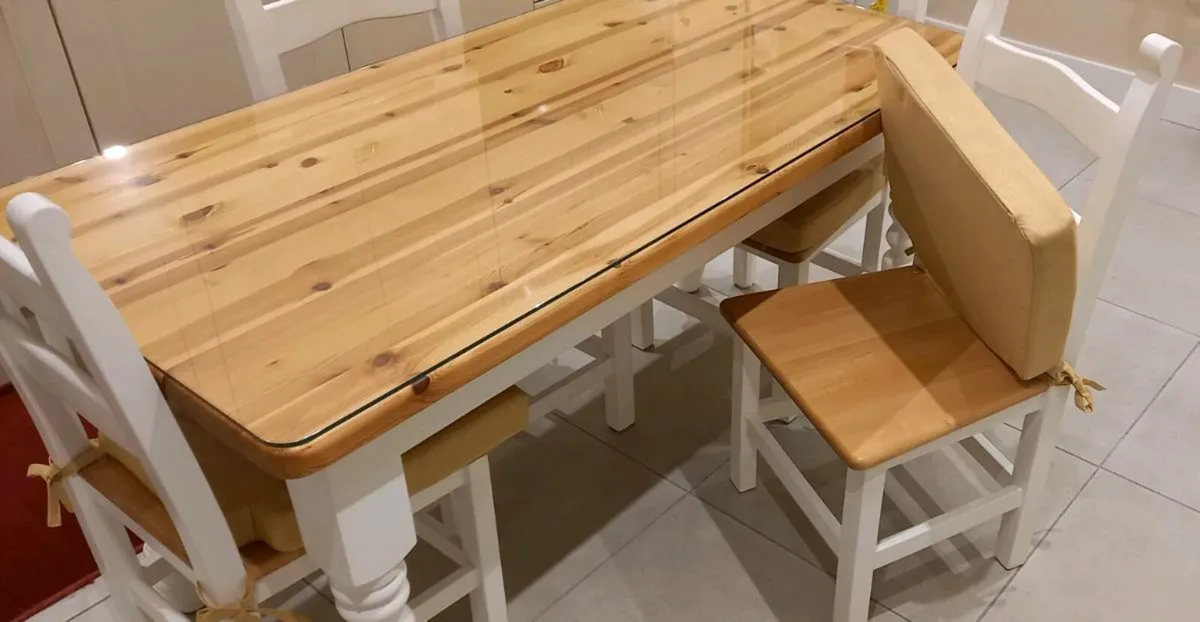 Farmhouse Style Table & 4 Chairs for Small Spaces - Image 2