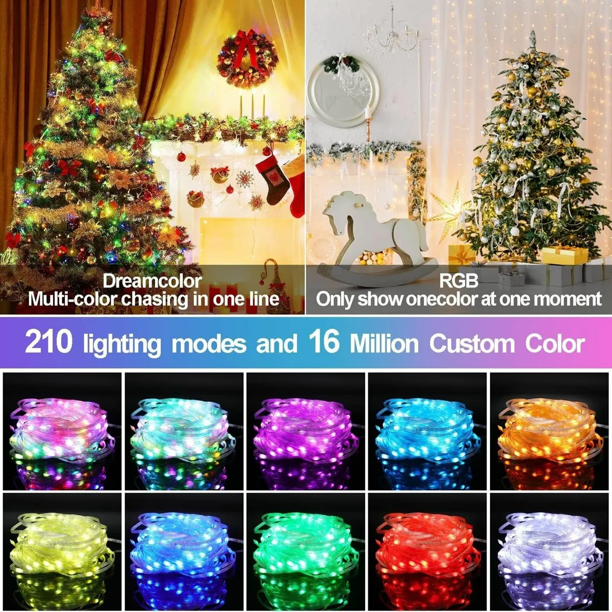 20m Xmas Fairy Lights 200 LED App Remote IP65 - Image 2