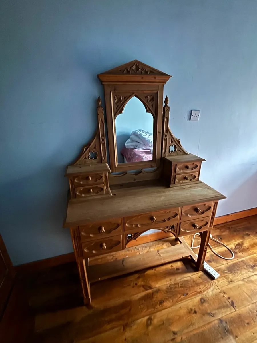 Pine Dressing Table with Mirror - Image 1