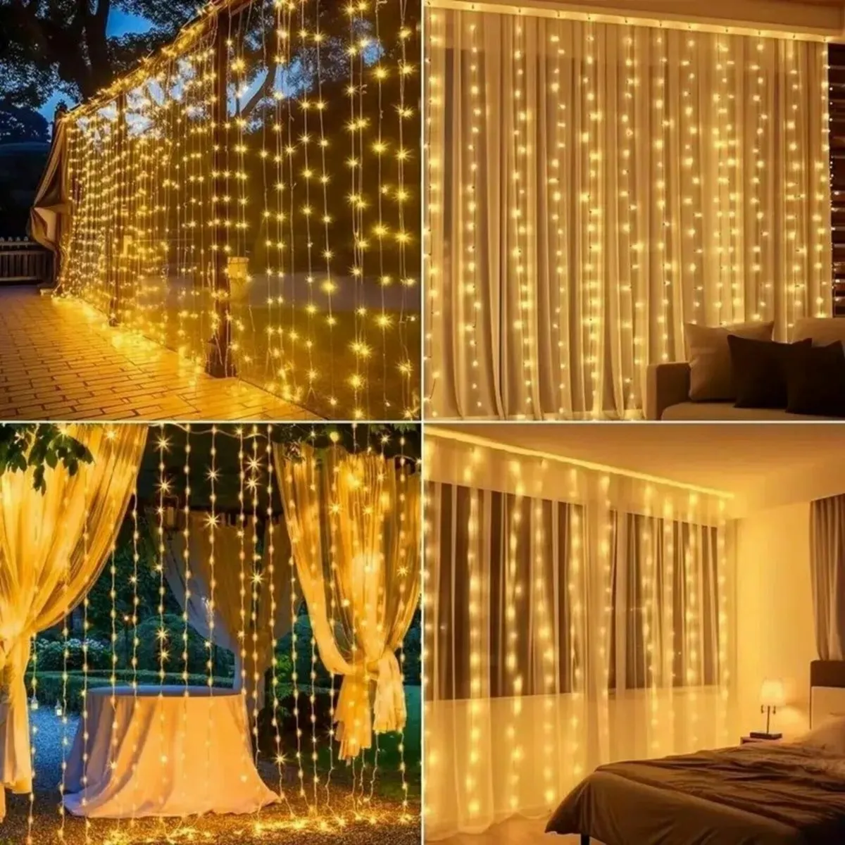 Solar Curtain Lights Indoor Outdoor 600 LED - Image 1