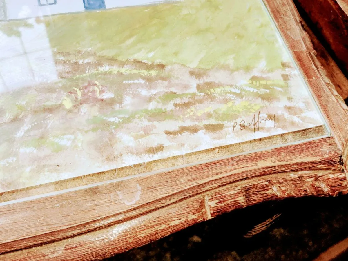 COUNTRY SCENE, Large Nest Table Signed Vintage Art - Image 4