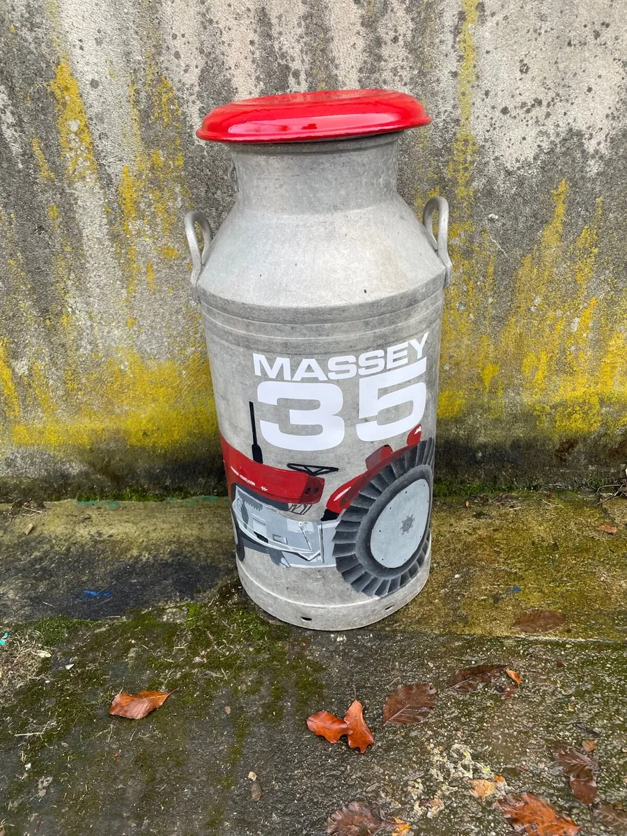 Vintage Aluminum Creamery can with logo - Image 1