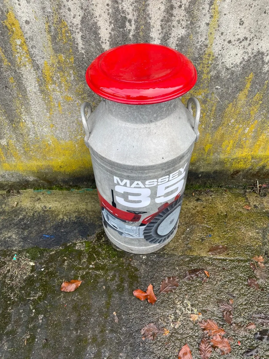 Vintage Aluminum Creamery can with logo - Image 2