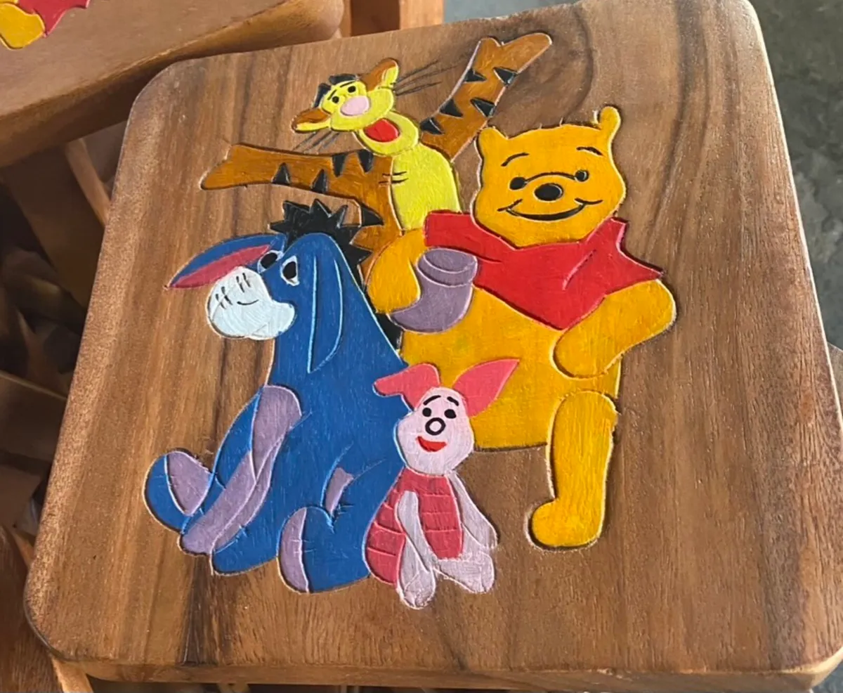 Children's stools in Solid Teak,  hand carved and - Image 3
