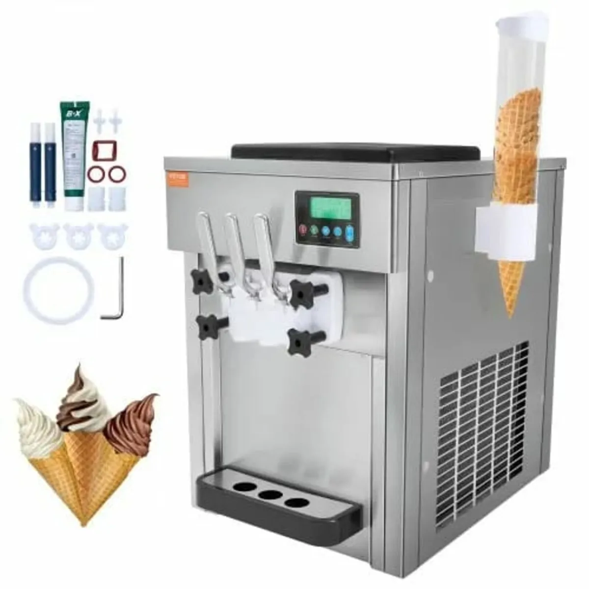 Ice Cream Machine, 21 QT/H Yield, 1800W 3-Flavor C - Image 1