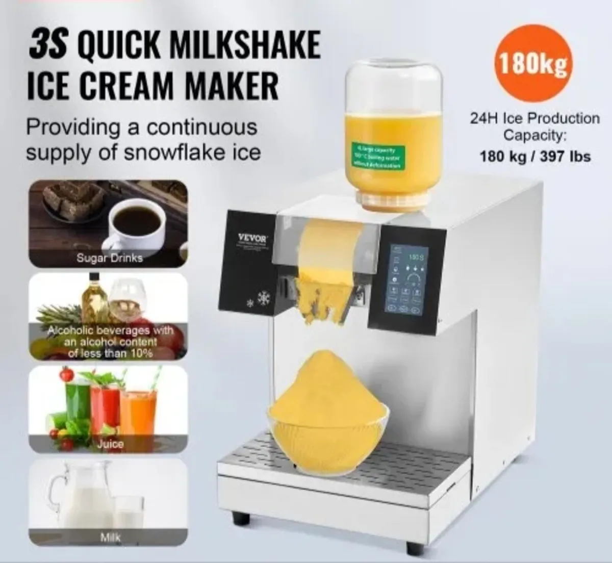 Commercial Snowflake Ice Machine, 397LBS/24H Snowf - Image 3