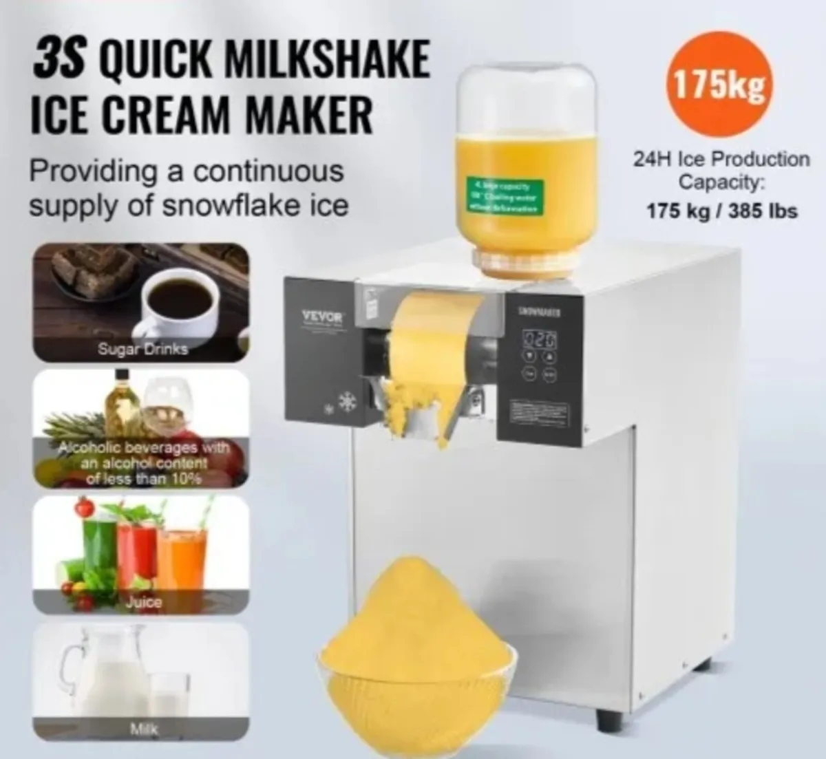 Commercial Snowflake Ice Machine, 385LBS/24H Snowf - Image 2