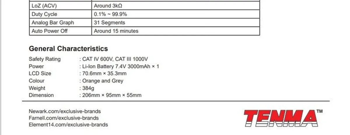 Tenma 72 3530 Industrial EBTN Digital Multimeter True RMS. - Image 3