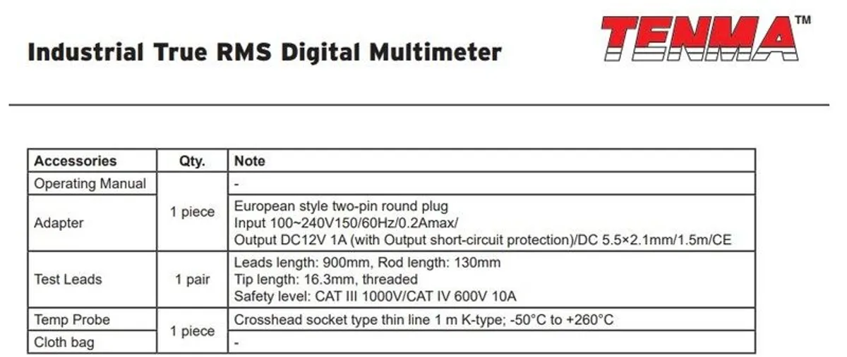 Tenma 72 3530 Industrial EBTN Digital Multimeter True RMS. - Image 4