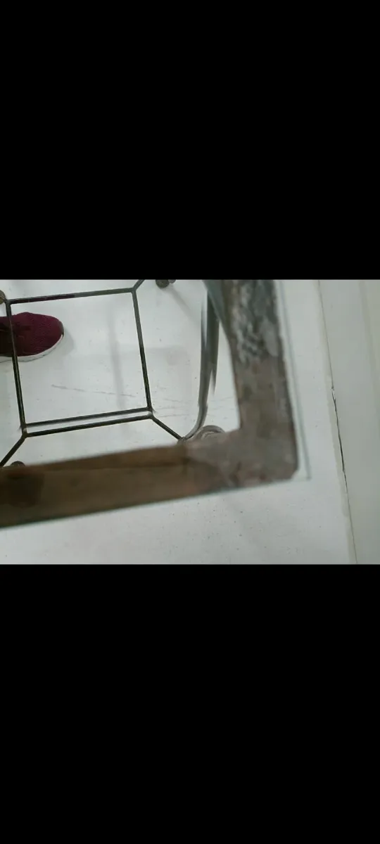 Pair of wrought iron glass top side tables - Image 2