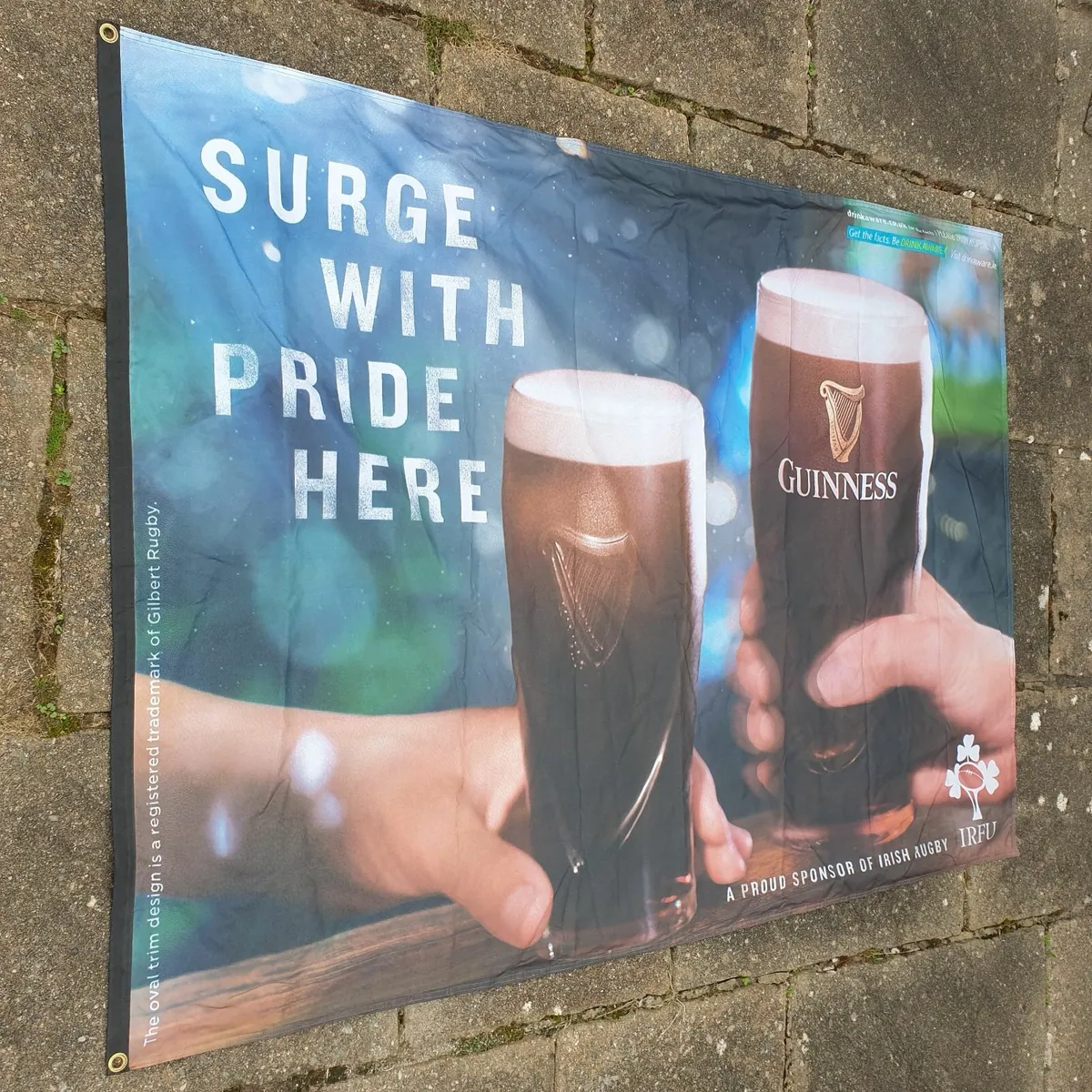 Guinness rugby large pub flag 163 x 118 cm - Image 1