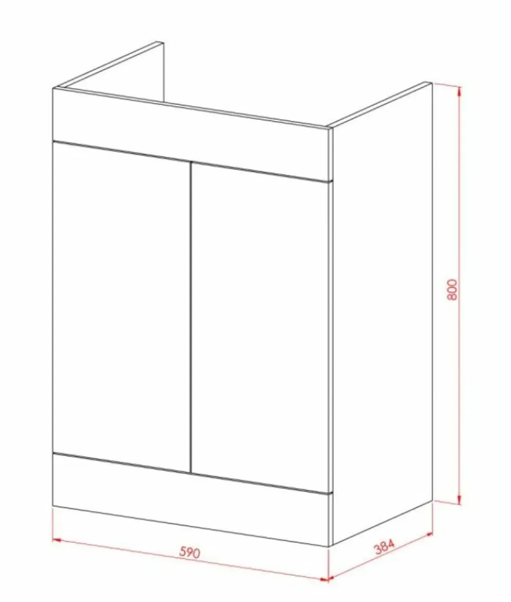 Hayden 600mm 2 Door Vanity Unit & Basin - Image 3