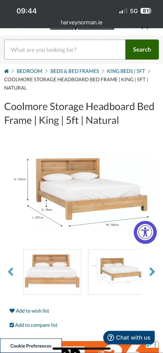 Coolmore Storage Headboard Bed Frame - Image 2