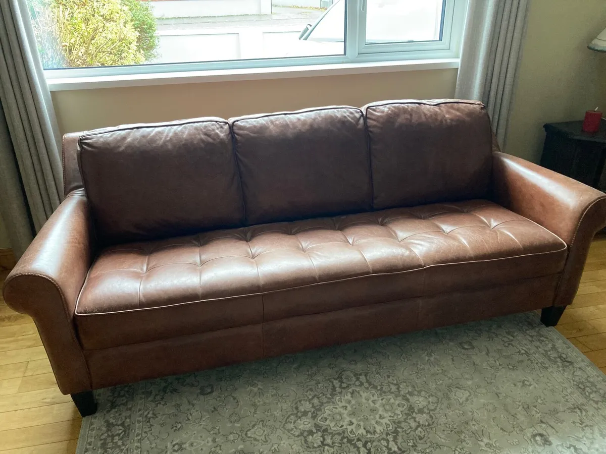 Leather sofa and armchair - Image 2