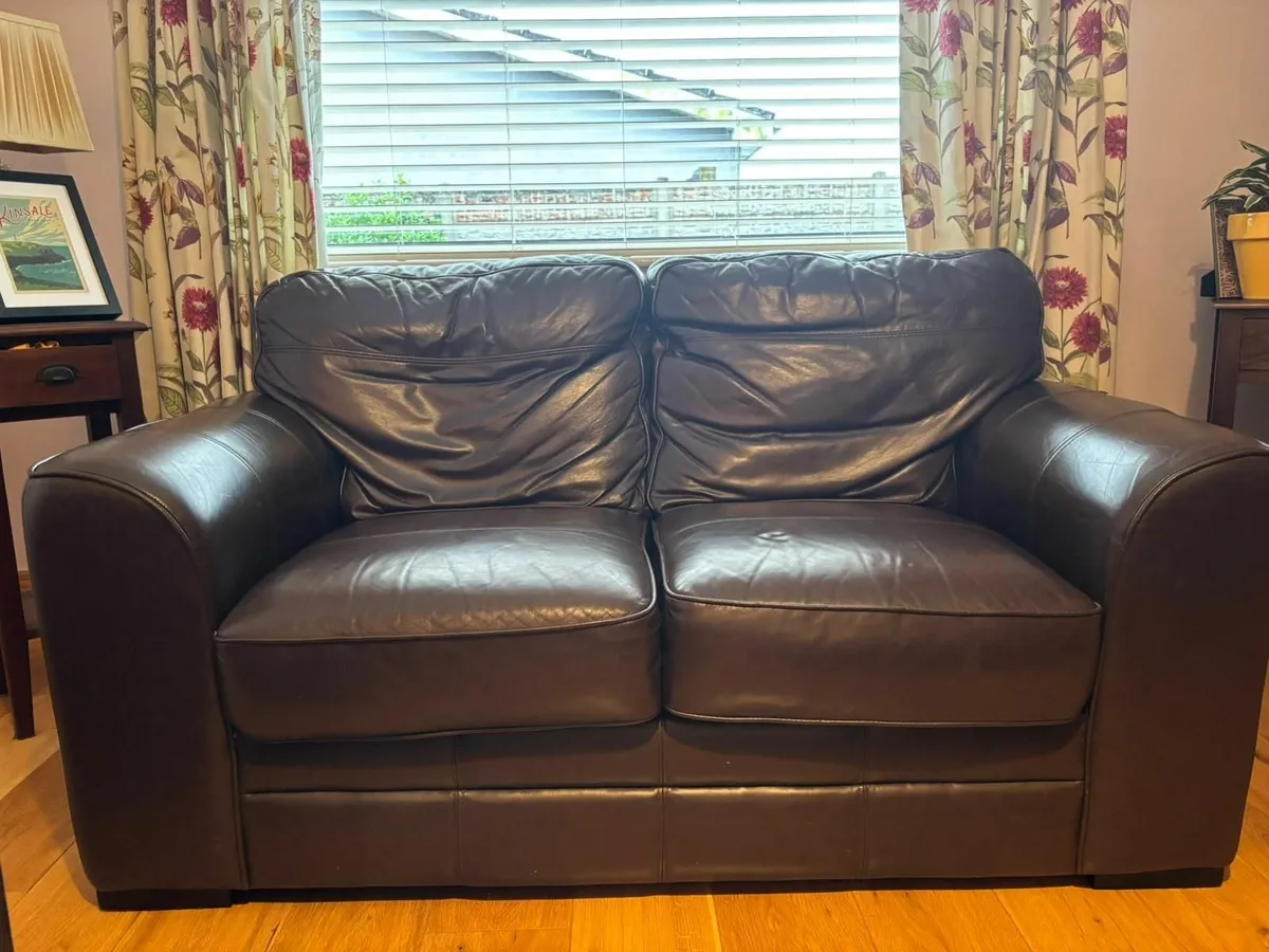 2 Seater and 3 seater leather couches - Image 1