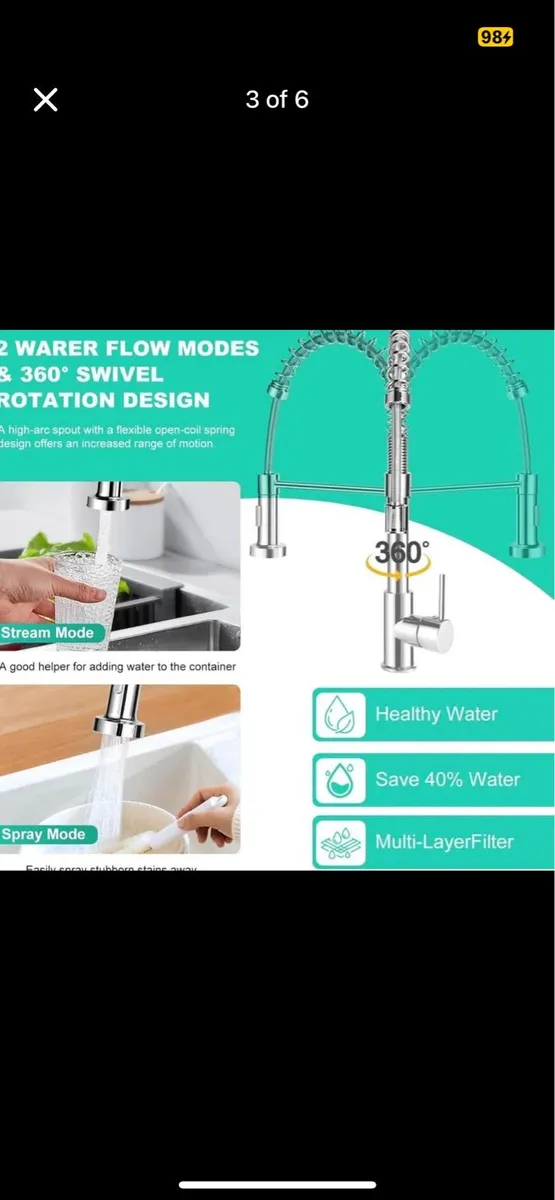 Chrome kitchen tap new - Image 3