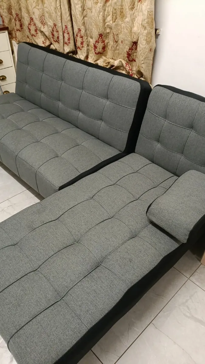 DARK GREY fabric Sofa Bed with Chaise and Cushions - Image 2