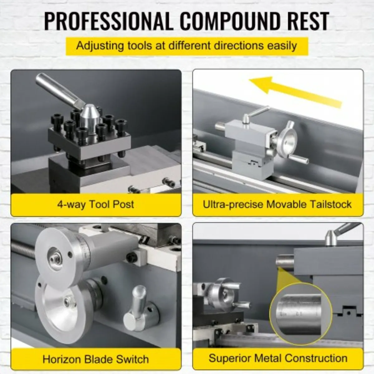 1100W Mini Metal Lathe 220MMx750MM Variable-Speed - Image 4