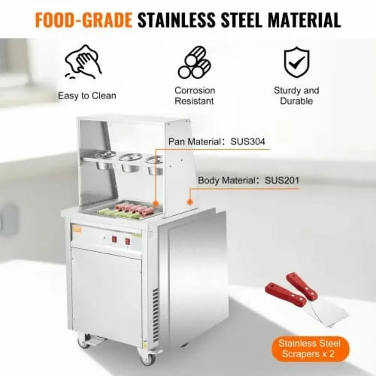 Fried Ice Cream Roll Machine, 13.8" x 13.8" Square - Image 4