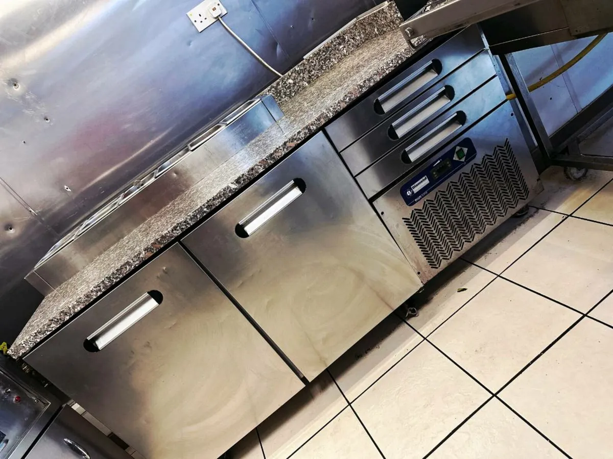 Commercial 2 Door Granite Top Prep Fridge / - Image 1