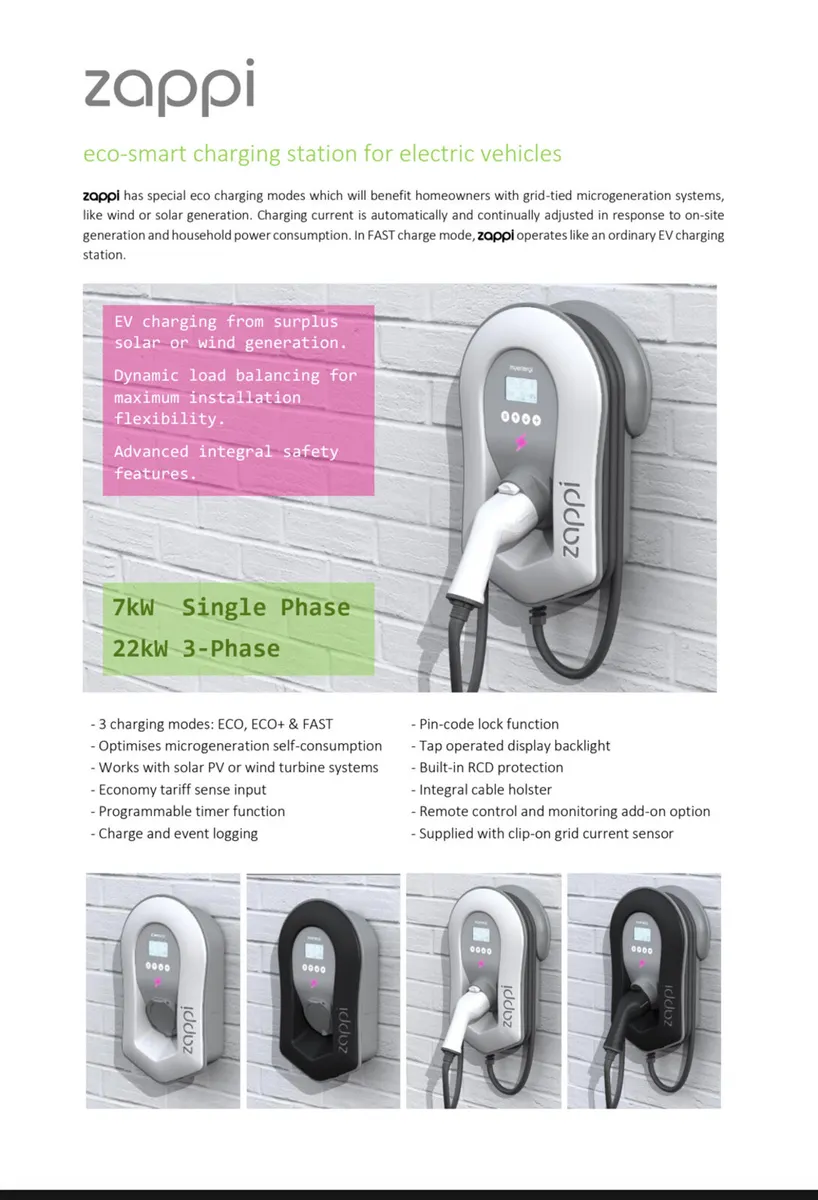 ZAPPI 222TW 22KW  single or 3 phase EV Charger - Image 3