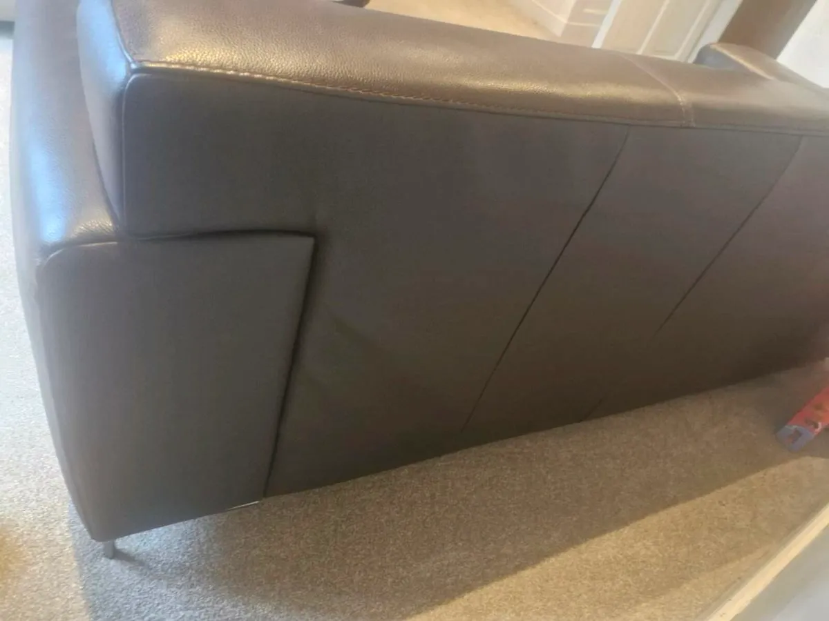 Brown leather 3 seater sofa - Image 3