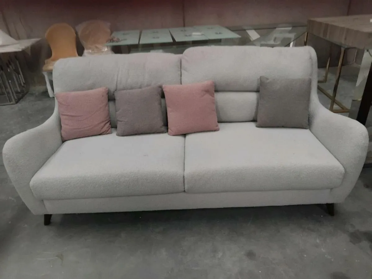 Gray 3 seater fabric sofa 7 ft