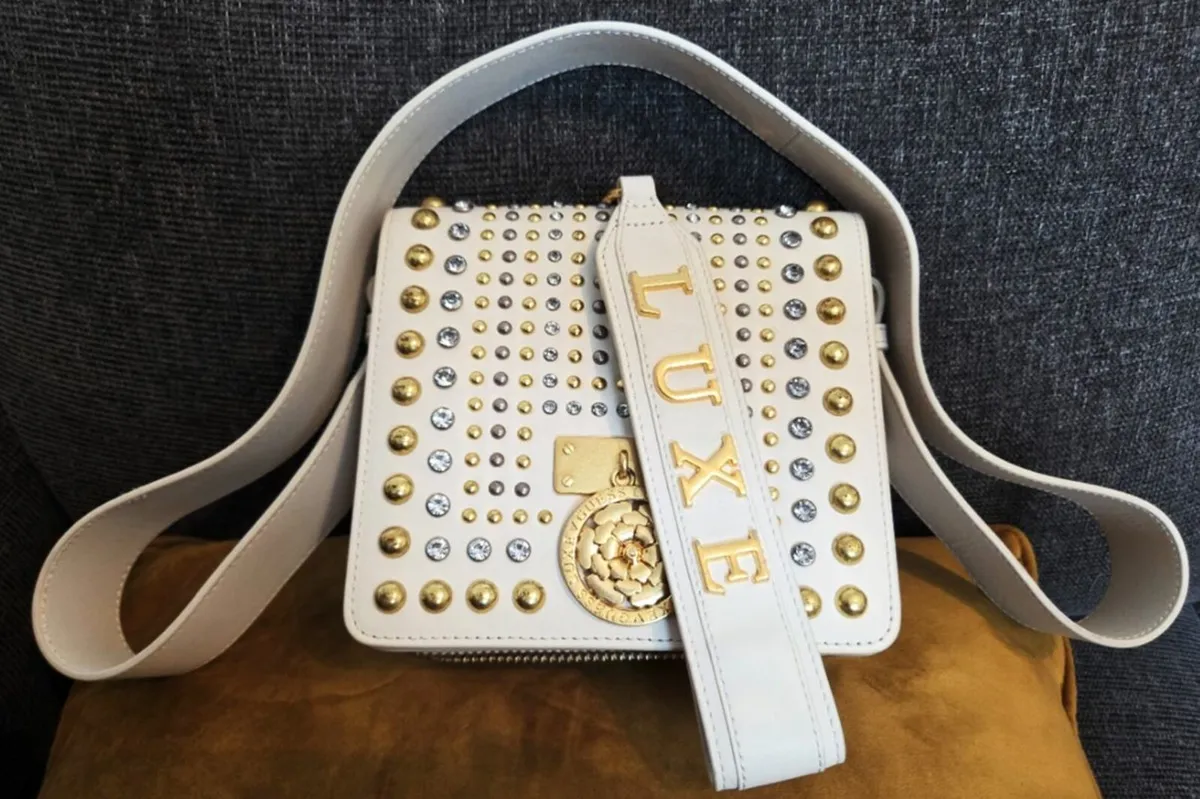 GUESS LUXE - Genuine Leather Studded Crossbody Bag - Image 3