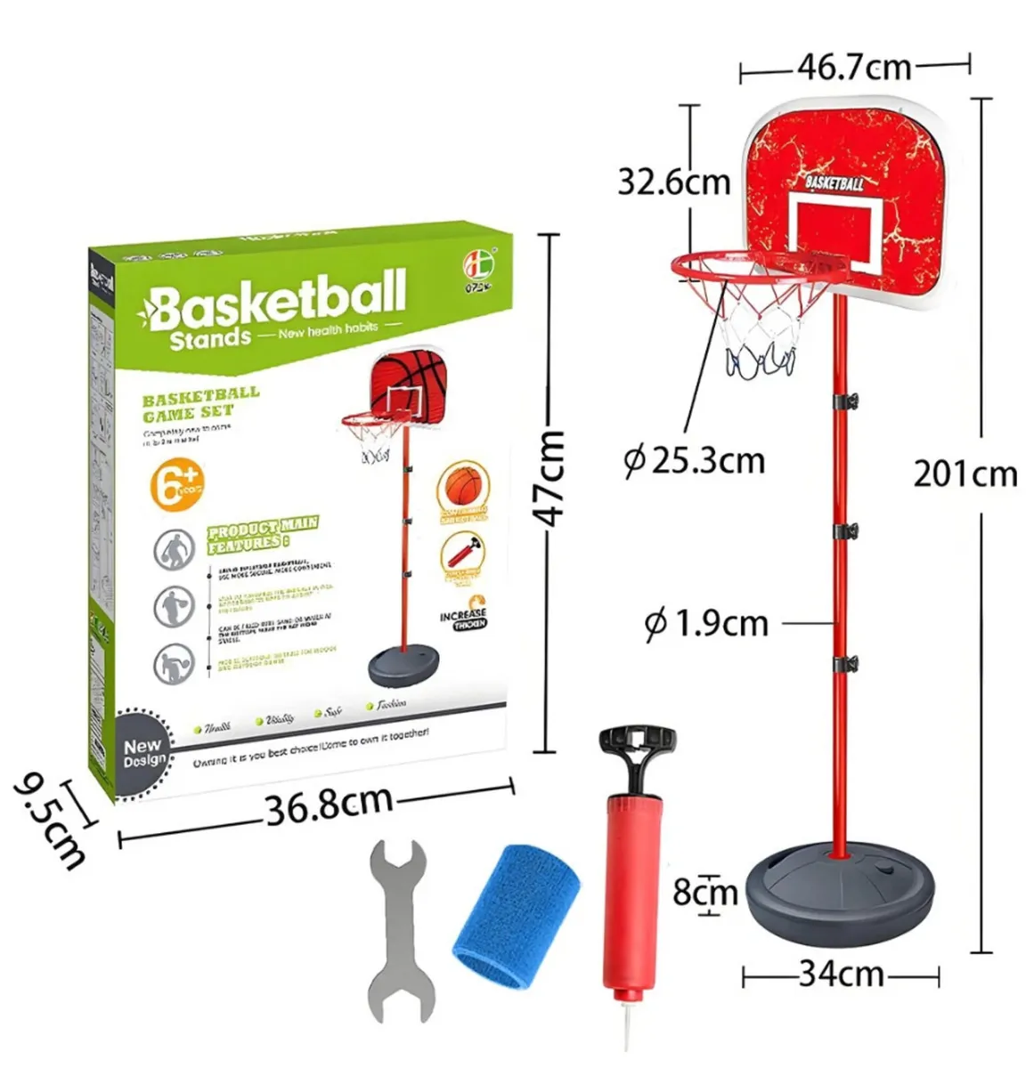 NEW Adjustable Standing Kids Basketball Set - Image 2