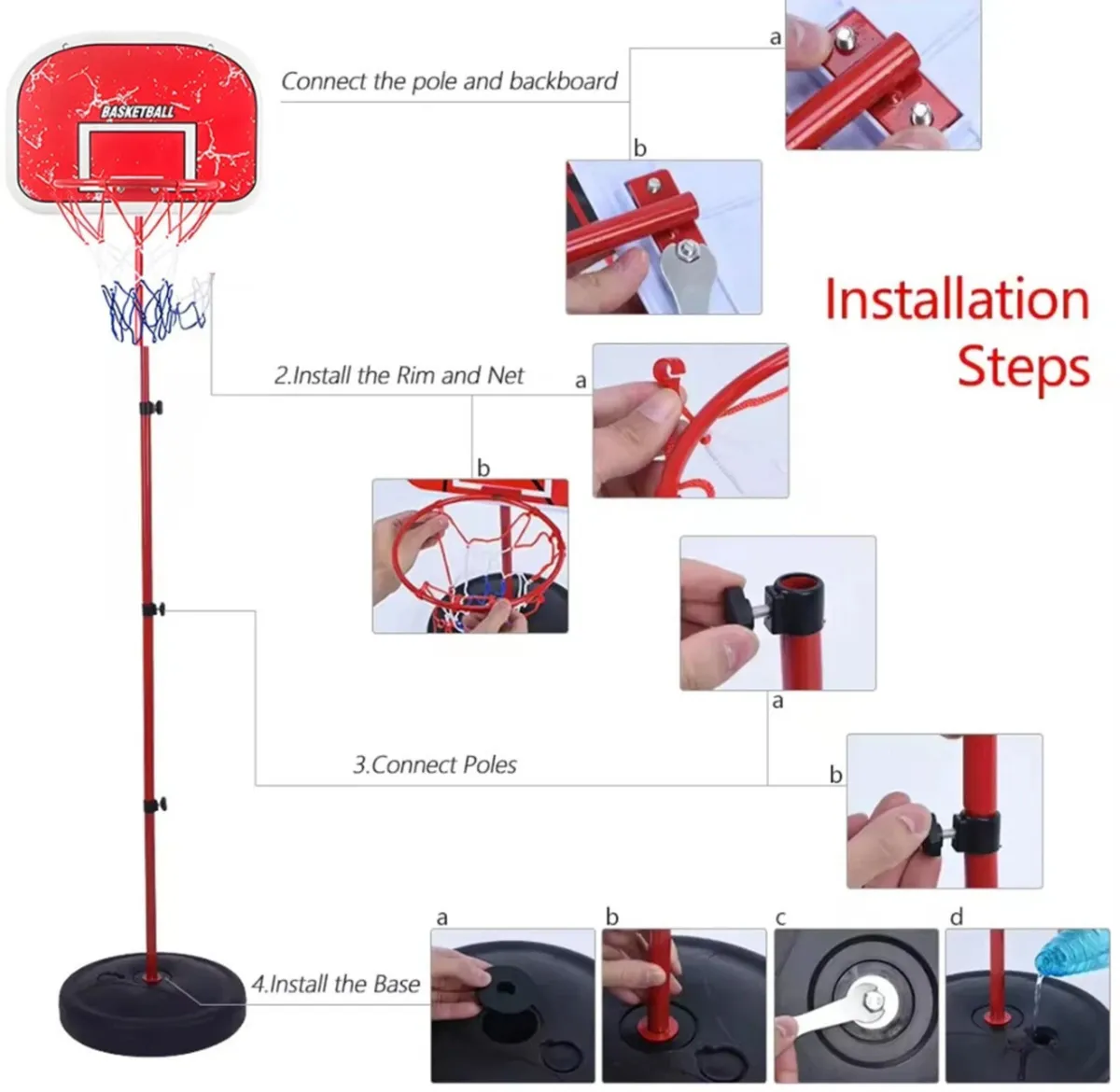 NEW Adjustable Standing Kids Basketball Set - Image 3