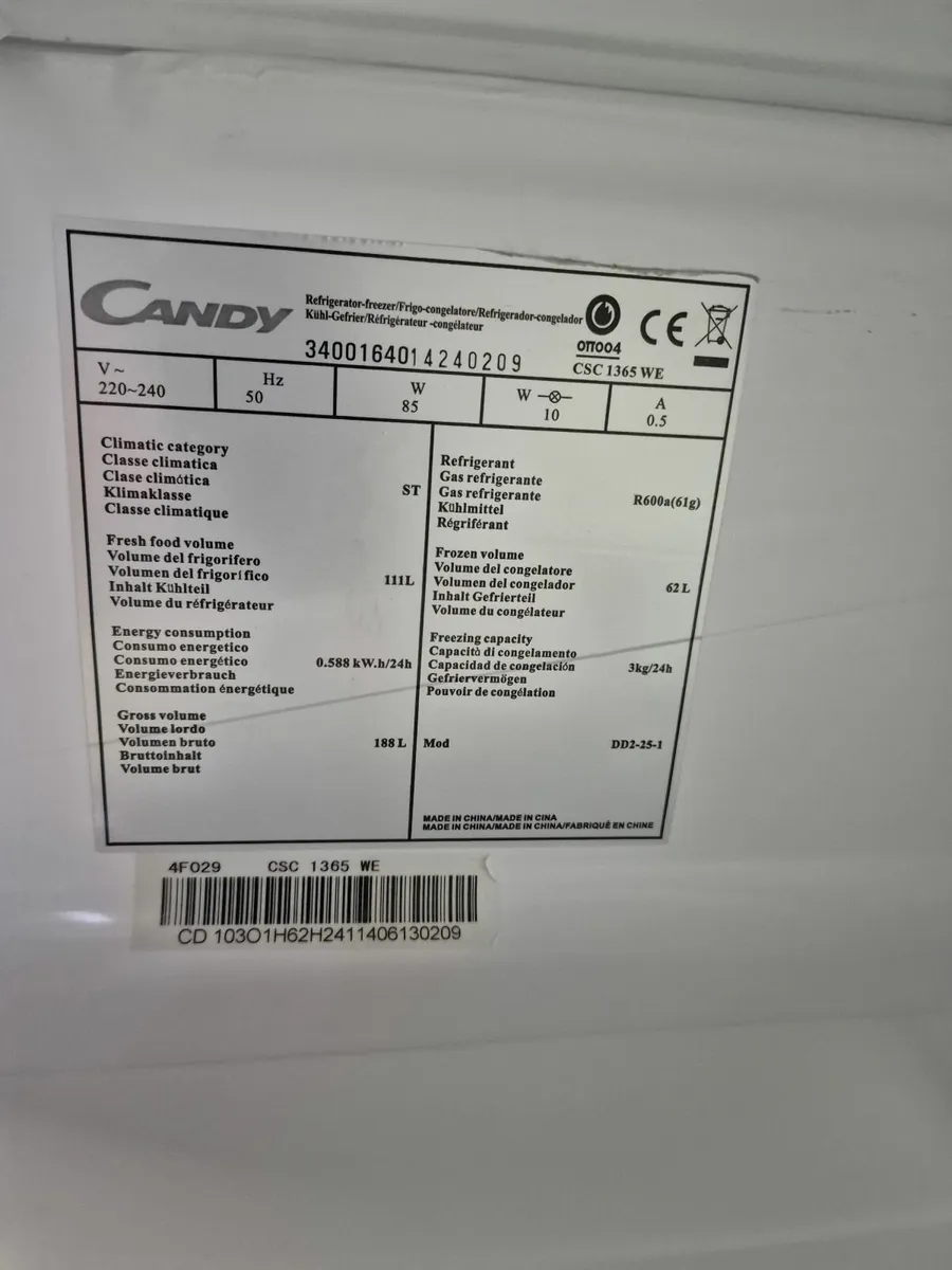 Candy 185L Freestanding Fridge Freezer - Image 4