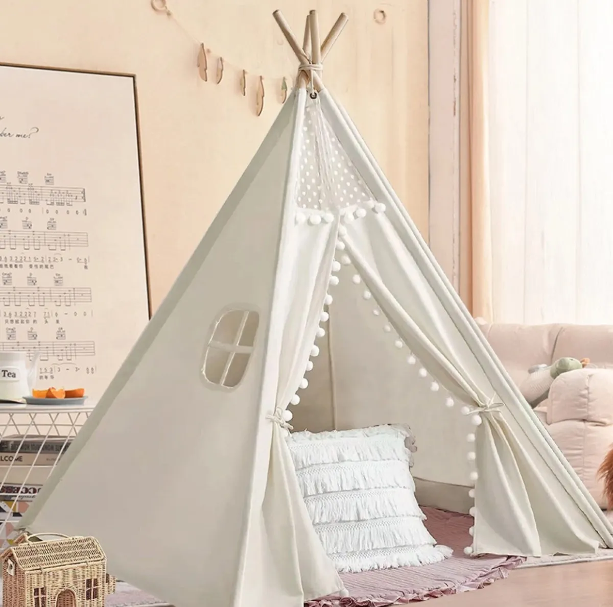 NEW Kids Teepee Tent Canvas Indian Wigwam - Image 1