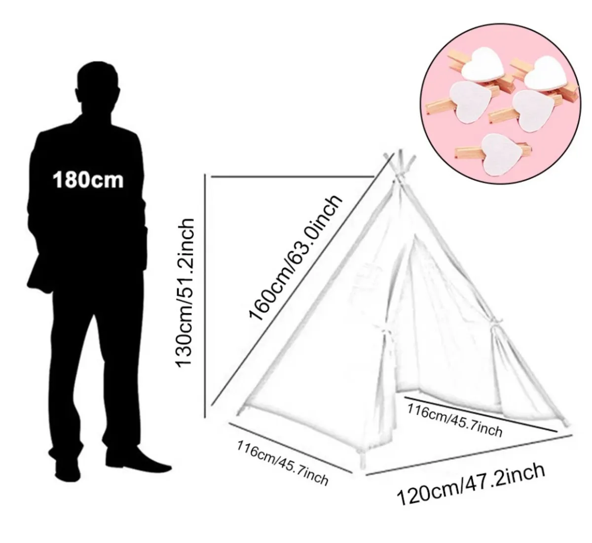 NEW Kids Teepee Tent Canvas Indian Wigwam - Image 4