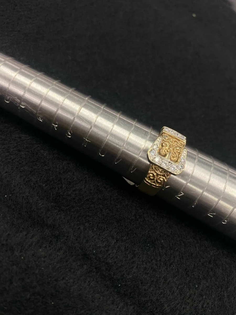 9ct Gold Buckle Ring CZ 9k - Image 3