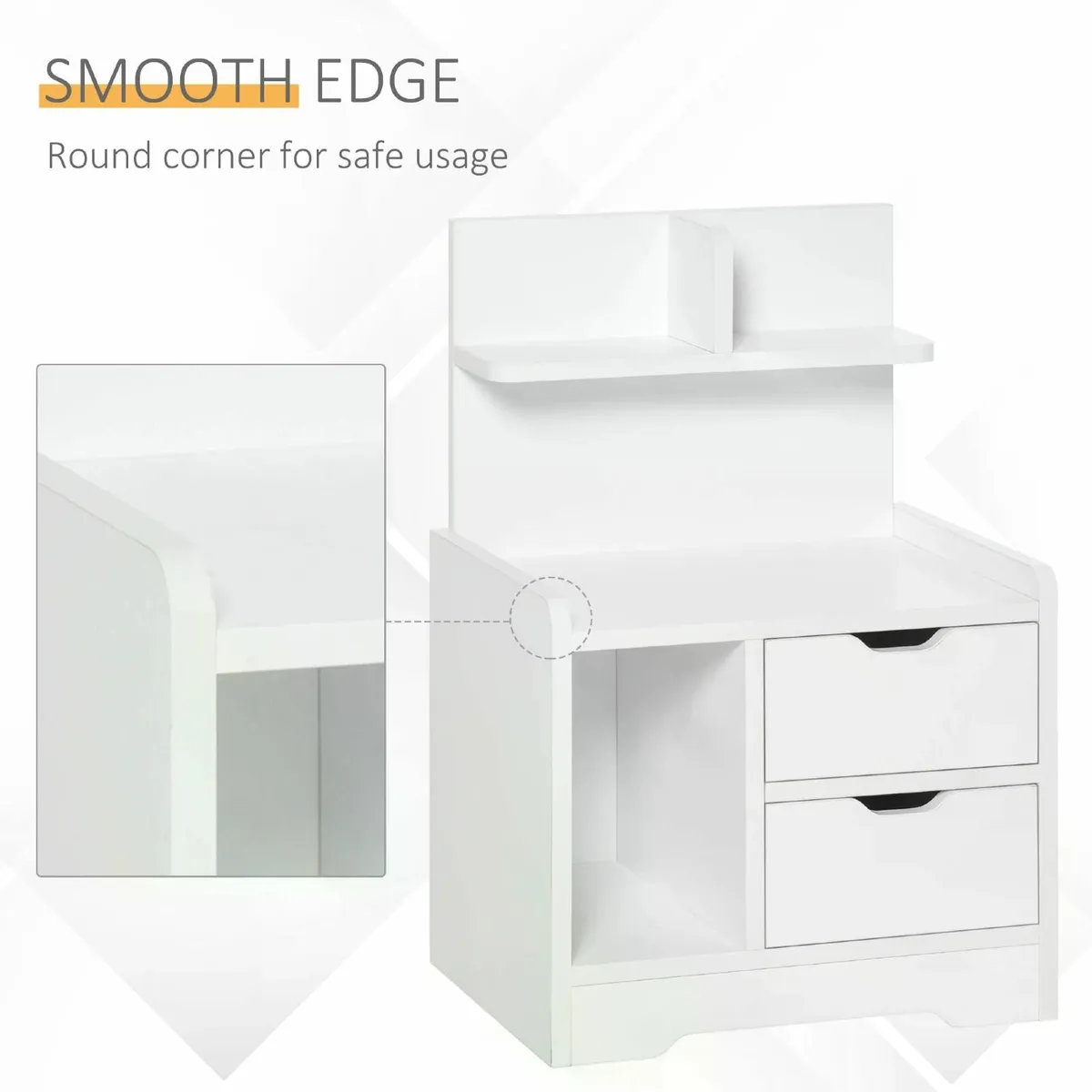White Bedside Table with 2 Drawers - Image 2