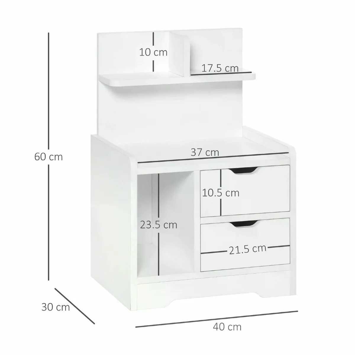 White Bedside Table with 2 Drawers - Image 3
