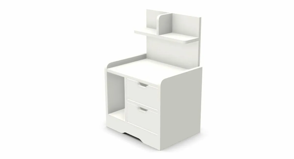 White Bedside Table with 2 Drawers - Image 4