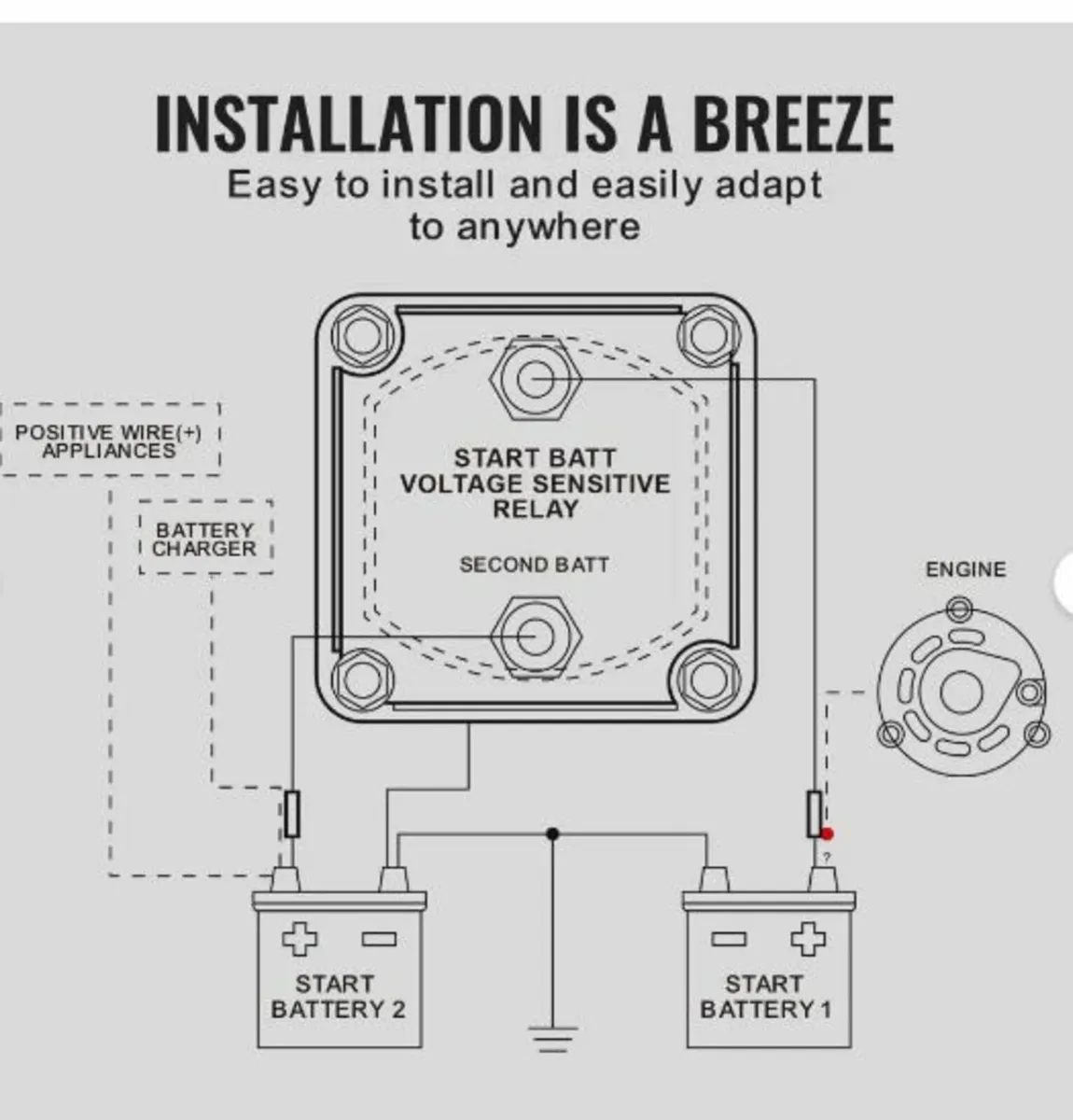 Dual Battery Isolator Kit, 12V 140Amp - Image 4