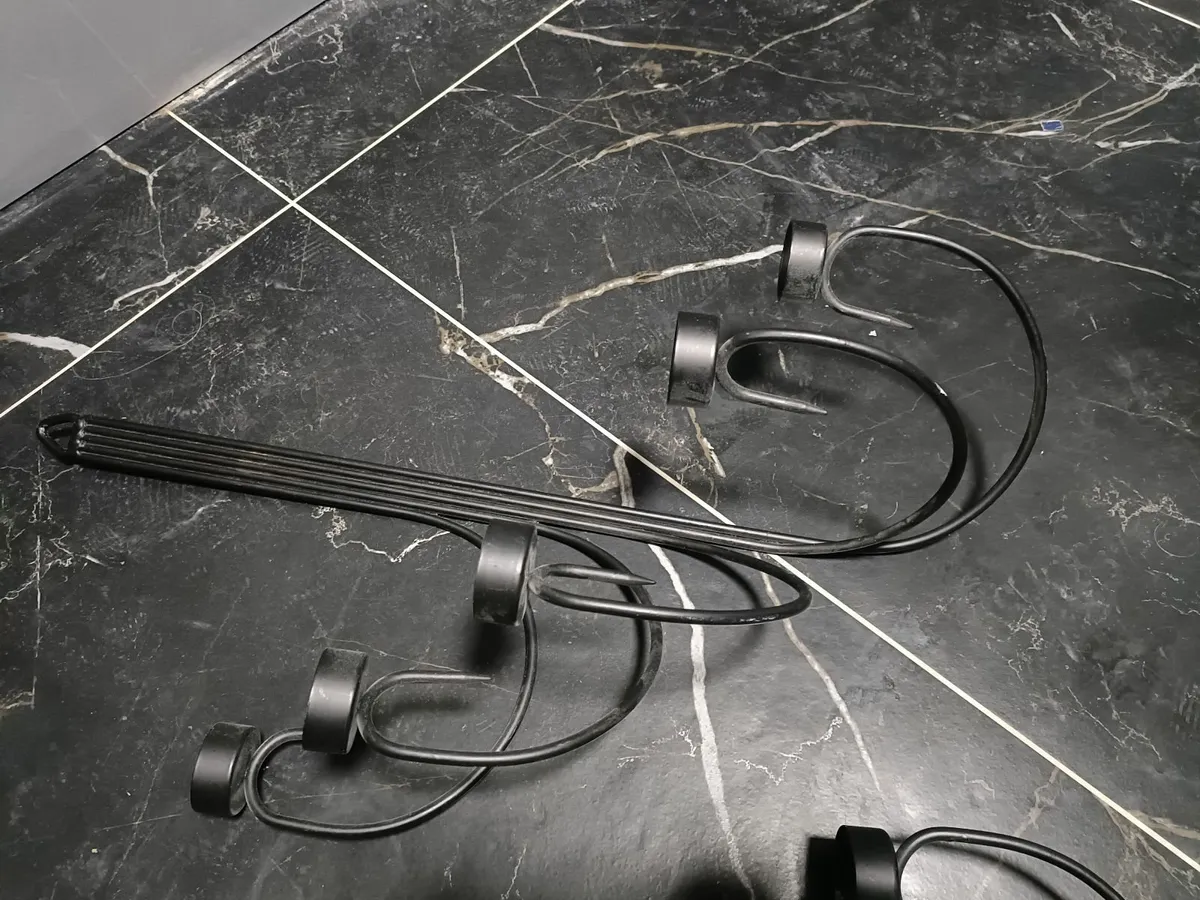 Pair of black wrought iron wall t lea light candle - Image 2