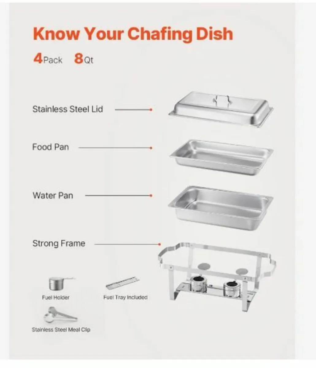Chafing Dish Buffet Set, 8 Qt 4 Pack - Image 2