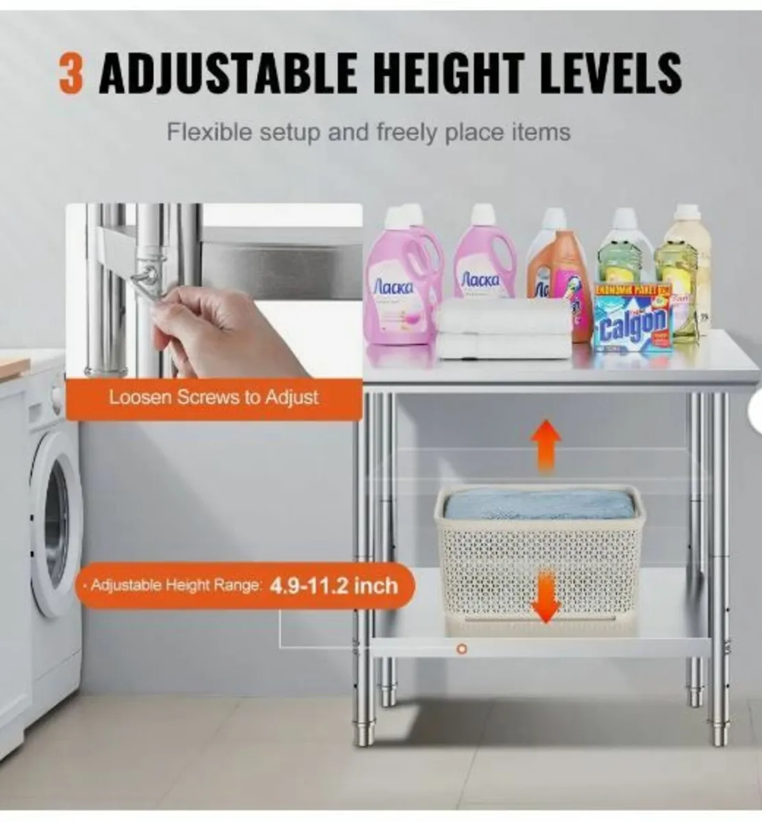 Stainless Steel Prep Table, 900x600x800 mm - Image 3