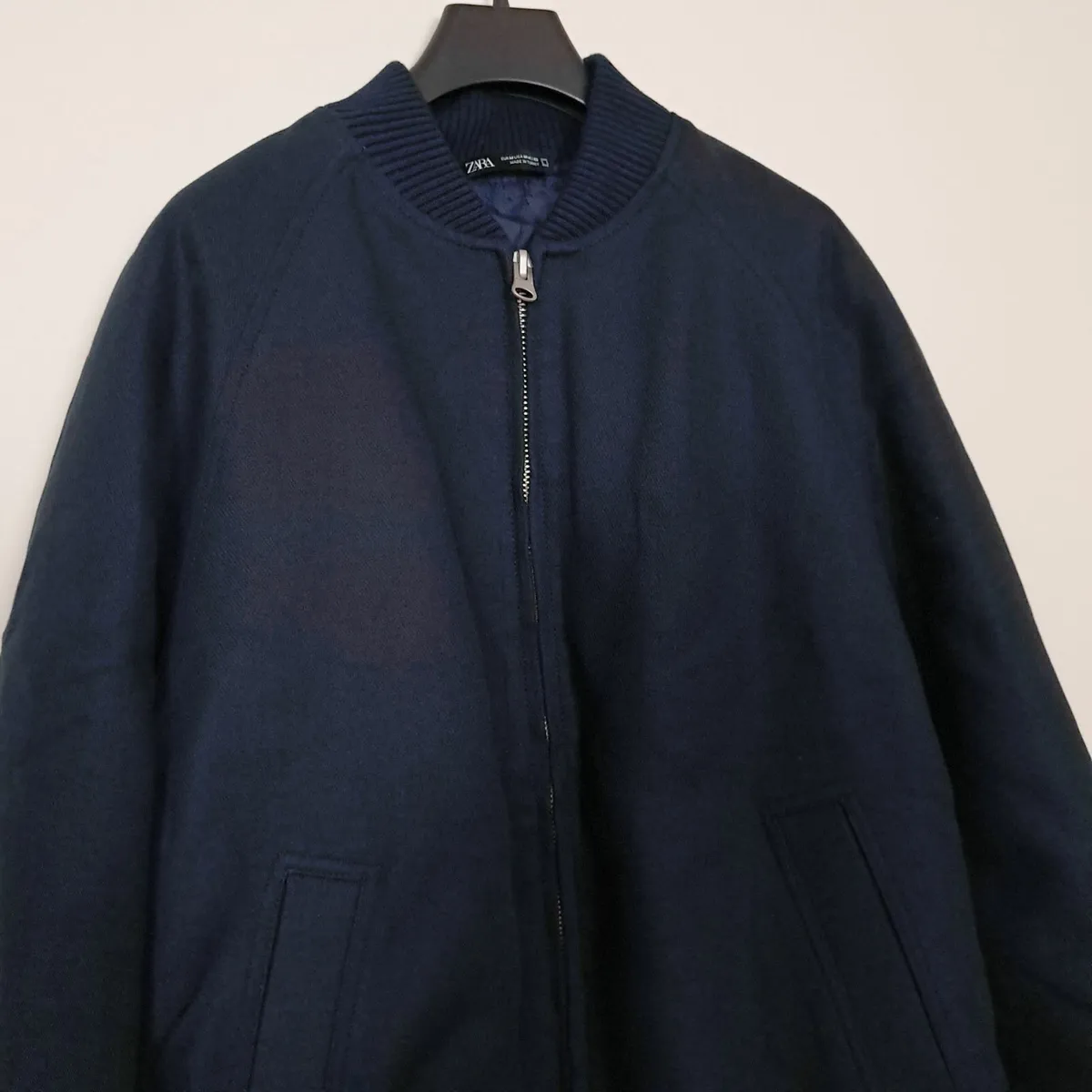 Zara Navy Blue Bomber Jacket Mens Padded Lined M - Image 4