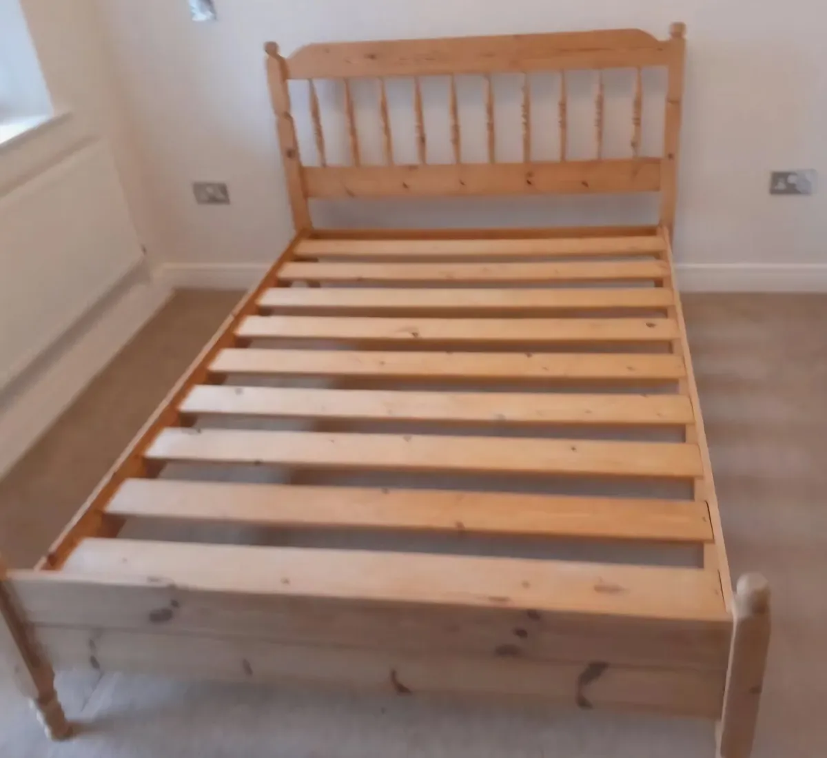 Soild pine double bed frame - Image 1