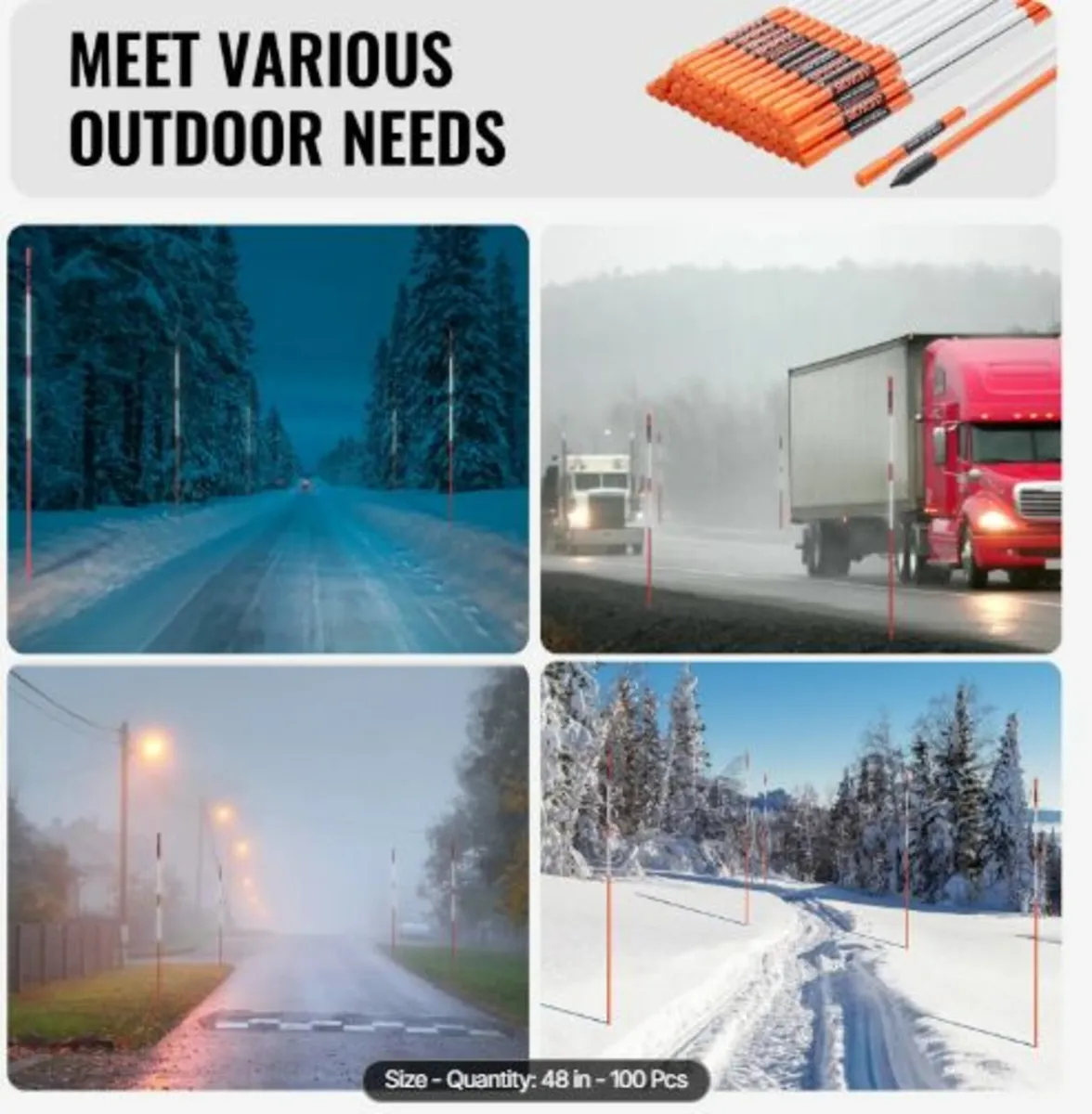 Driveway Markers, 100PCS 122 cm, 0.79 cm Diameter - Image 4