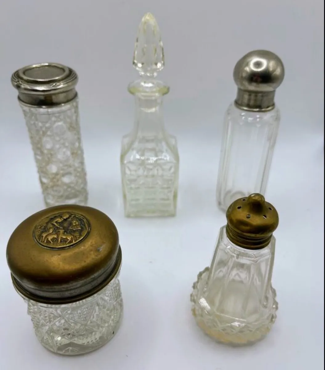 5 vintage glass bottles