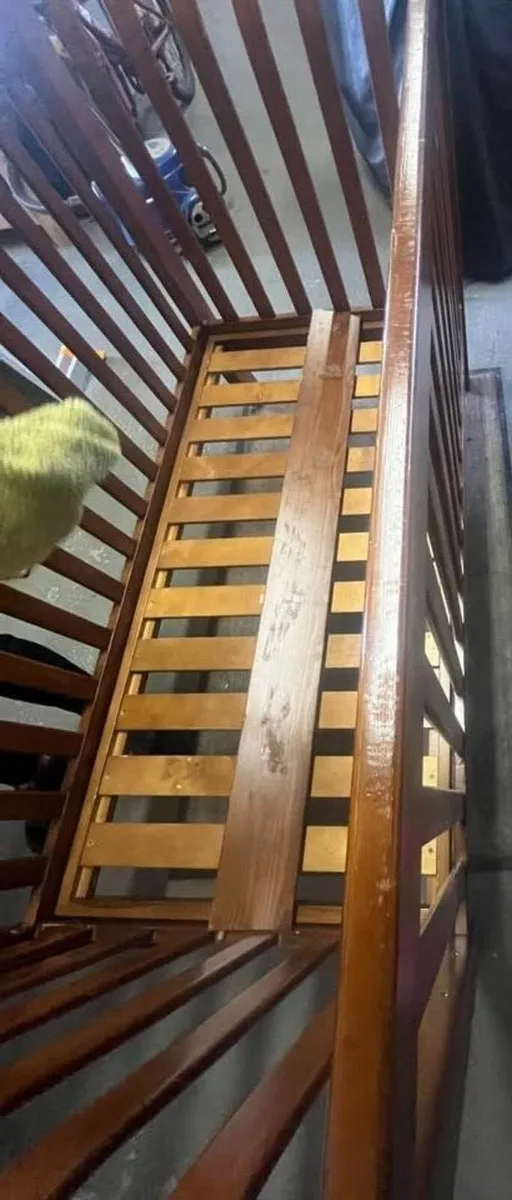 Large Wooden Baby Cot + Mattress - Image 3