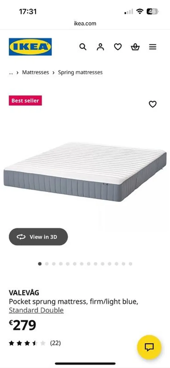 ikea double mattress valevag Pocket sprung mattress