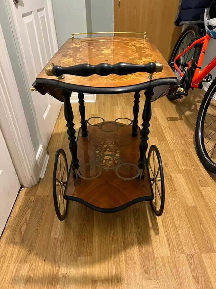 Italian antique wood Inlay drinks table. - Image 1